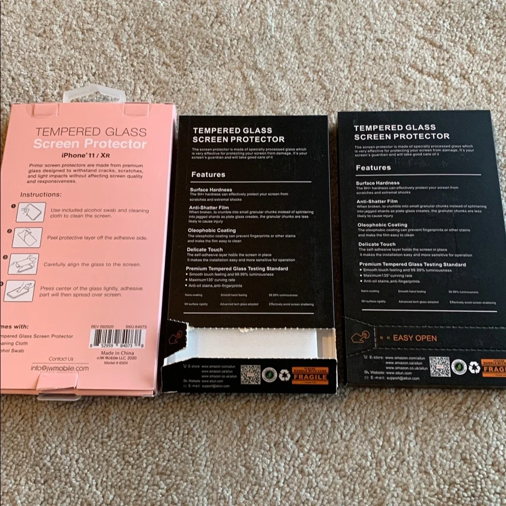 iPhone 11/XR set 6 glass screen protectors NWT